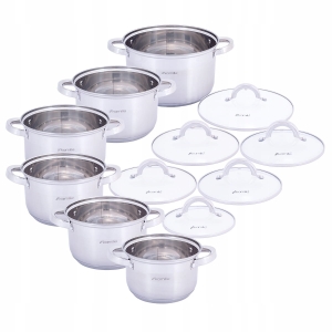 Zestaw komplet garnków ze stali nierdzewnej 12el.
