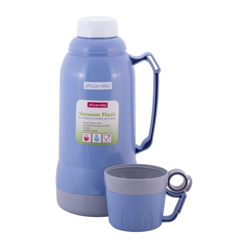 Termos turystyczny 1,8L Kamille szklany wkład 2 kubki uchwyt