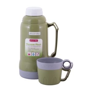 Termos ze szklanym wkładem, uchwytem i kubeczkami 1L