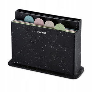 Zestaw 4 kolorowych desek do krojenia z blokiem do noży