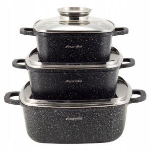 Nowoczesny komplet, zestaw garnków marmurkowych 6el.