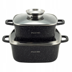 Nowoczesny komplet, zestaw garnków marmurkowych 4el.