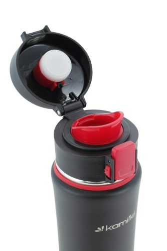 Praktyczny kubek termiczny Kamille czerwony do napojów