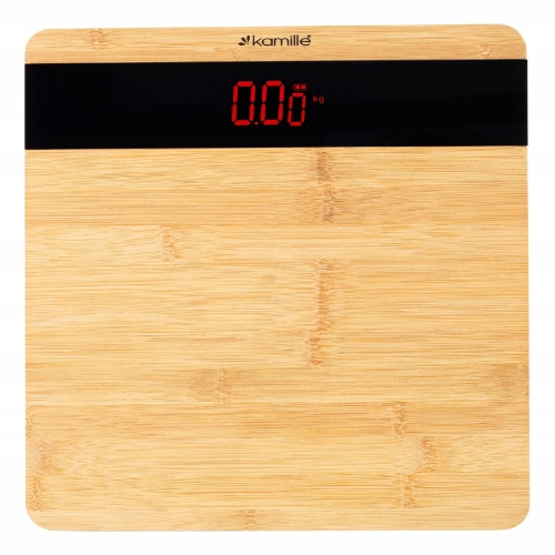 Nowoczesna waga łazienkowa z naturalnego bambusa precyzyjna Kamille