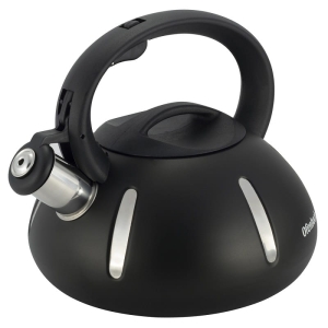 Czarny czajnik stalowy z gwizdkiem na gaz 2,5L