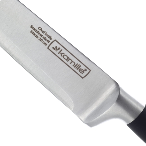 nóż szefa kuchni Kamille stalowy z powłoką soft touch do krojenia