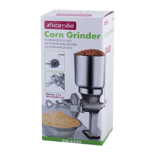 Śrutownik Kamille ręczny młynek żeliwny do zboża grochu i kukurydzy