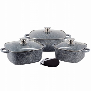 Nowoczesny komplet, zestaw garnków granitowych 6el. 