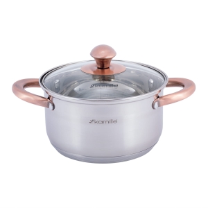 Elegancki stalowy garnek z pokrywką 2L