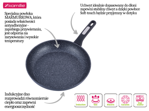 Patelnia marmurowa Kamille 28 cm aluminium do smażenia