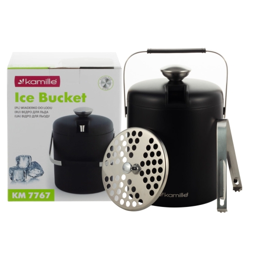 Zestaw do lodu Kamille cooler na kostki lodu ze szczypcami
