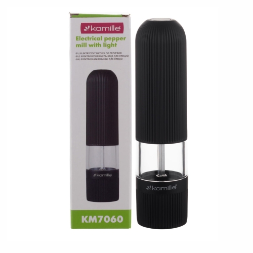 Młynek elektryczny do pieprzu i soli Kamille z podświetleniem LED