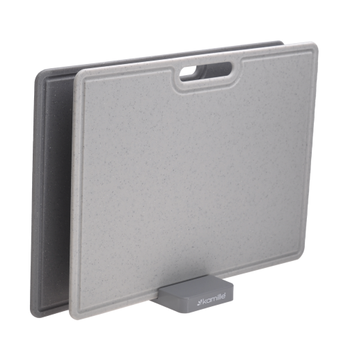 Zestaw desek kuchennych Kamille 2 szt na stojaku do krojenia