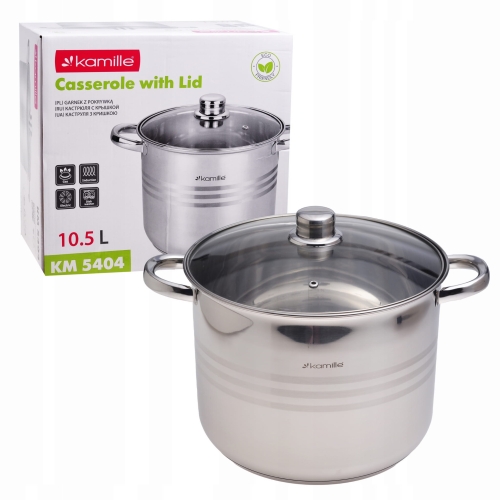 Garnek Kamille 10,5L wysoki stalowy z pokrywką gastronomiczny