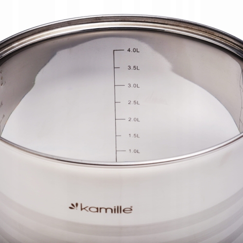 garnek gastronomiczny 4,5L Kamille stal nierdzewna wysoki z pokrywką