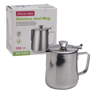 KUBEK STALOWY DZBANEK MLECZNIK Z POKRYWKĄ  KAMILLE 350ml
