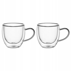 Solidny komplet zestaw szklanek filiżanek z podwójnego szkła 2szt.