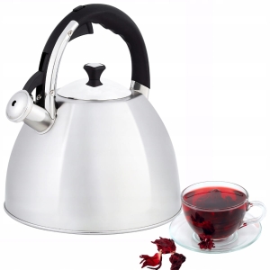 Srebrny czajnik tradycyjny z gwizdkiem na gaz indukcje 3,2L