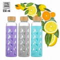szklana butelka na wodę 550ml z silikonowym etui antypoślizgowym