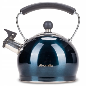 Czajnik imbryk tradycyjny z automat. gwizdkiem 2L morski połysk