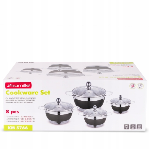 Komplet garnków z pokrywkami Kamille KM5766