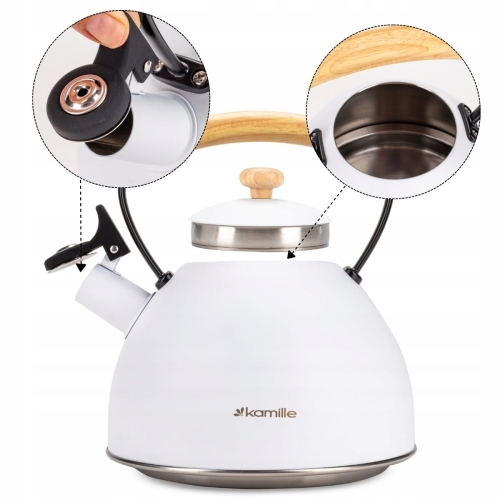 Czajnik Kamille 2,5L tradycyjny z gwizdkiem stalowy