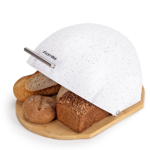 chlebak bambusowy Kamille z pokrywą akrylową nowoczesny pojemnik na pieczywo