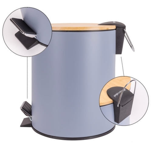 Kosz na śmieci do łazienki szary 5 litrów Kamille KM0206