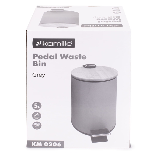 Nowoczesny śmietnik łazienkowy szary z pedałem Kamille