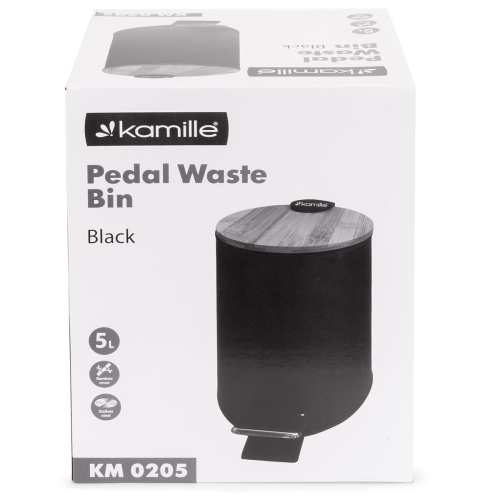 Nowoczesny kosz na śmieci do toalety czarny Kamille