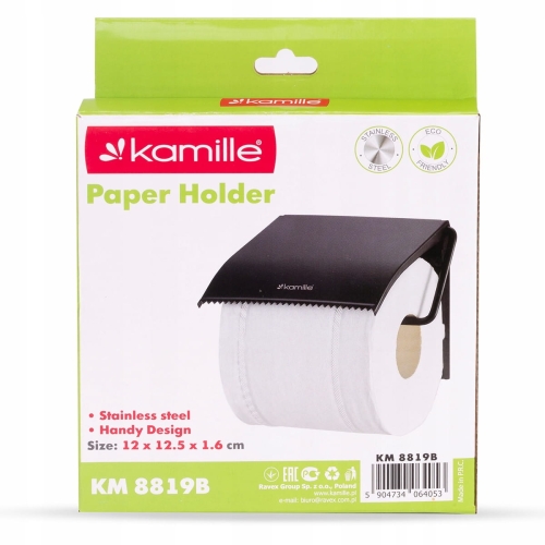 Wieszak na papier toaletowy nowoczesny design czarny Kamille