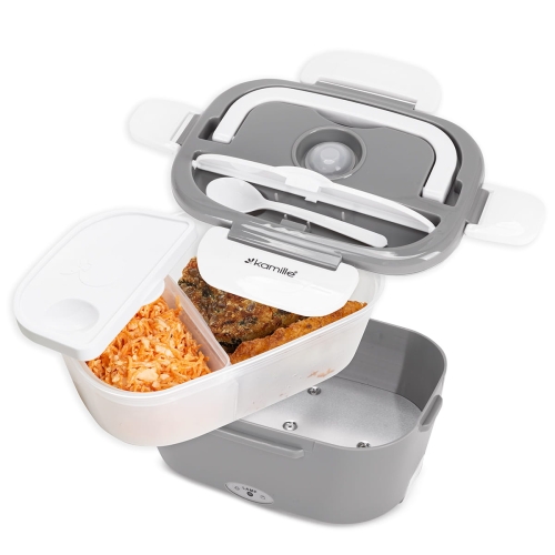 Elektryczny lunchbox Kamille 1,5L termos obiadowy do podgrzewania posiłków