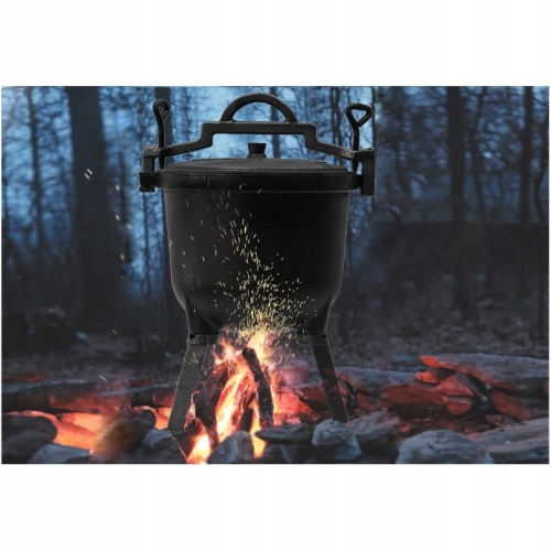 Solidny kociołek myśliwski Kamille 8 litrów do gotowania nad ogniem