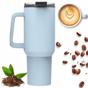 Szczelny kubek termiczny a'la Stanley pojemny 1,2l niebieski