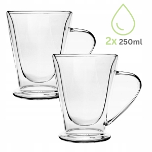 Solidny komplet zestaw szklanek z podwójnego szkła do latte herbaty 2szt.