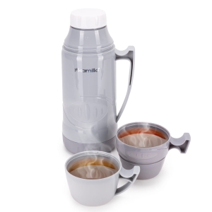 Termos ze szklanym wkładem, uchwytem i kubeczkami 600ml