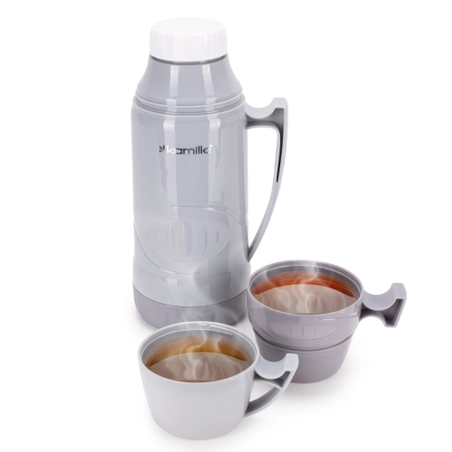 Termos ze szklanym wkładem 600 ml Kamille z uchwytem i dwoma kubeczkami