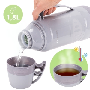 Termos ze szklanym wkładem, uchwytem i kubeczkami 1,8L