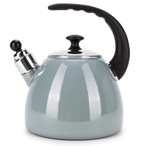 Czajnik imbryk emaliowany ze zdejmowanym gwizdkiem 2,5L zielony