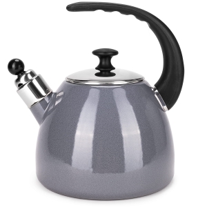 Czajnik imbryk emaliowany ze zdejmowanym gwizdkiem 2,5L szary
