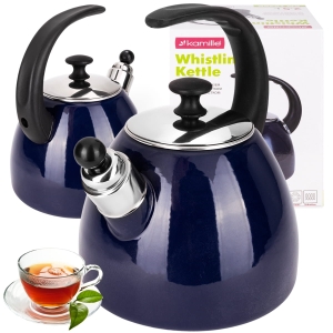 Czajnik imbryk emaliowany ze zdejmowanym gwizdkiem 2,5L granat