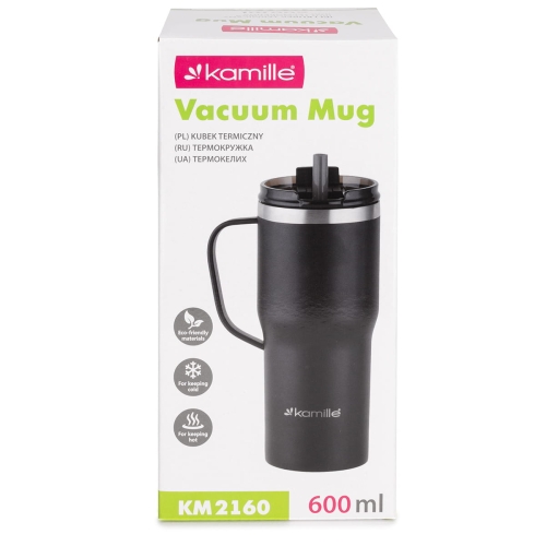 Kubek termiczny Kamille stal nierdzewna 600 ml ze słomką