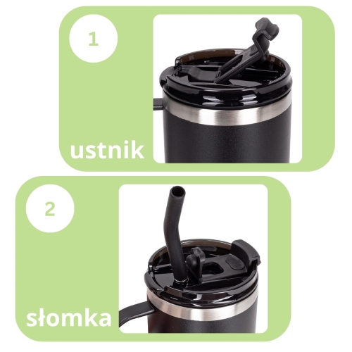 Szczelny kubek termiczny Kamille ze słomką 600 ml