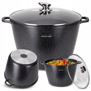 Duży garnek gar na inducję marmurowy 14L z pokrywką