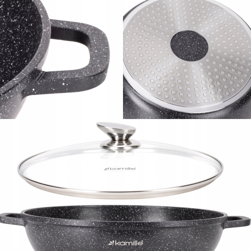 Duży garnek z pokrywką marmurowy Kamille KM4484