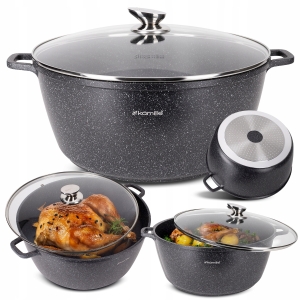 Duży garnek gar na inducję marmurowy 13,5L z pokrywką