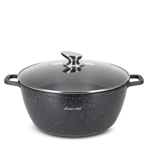 Duży garnek gar na inducję marmurowy 8L z pokrywką