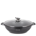 garnek wok marmurowy 5,5L Kamille z pokrywką na indukcję i gaz