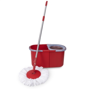 Mop obrotowy z kijem teleskopowym + wiadro dwukomorowe