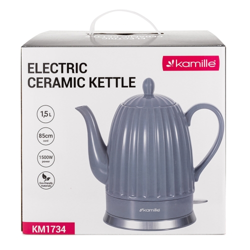 Czajnik elektryczny ceramiczny szary Kamille
